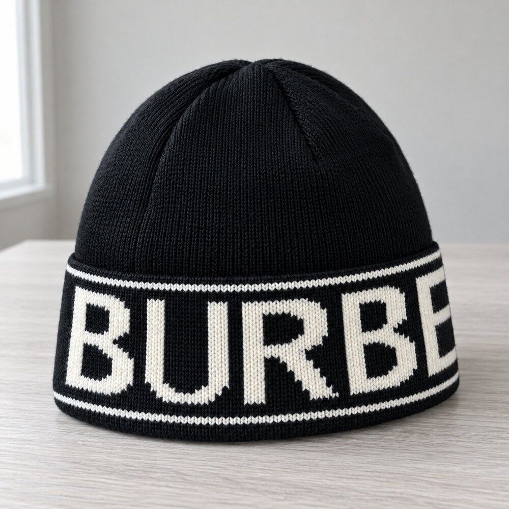 Burberry Black Logo Knit Beanie - Picture 4 of 6